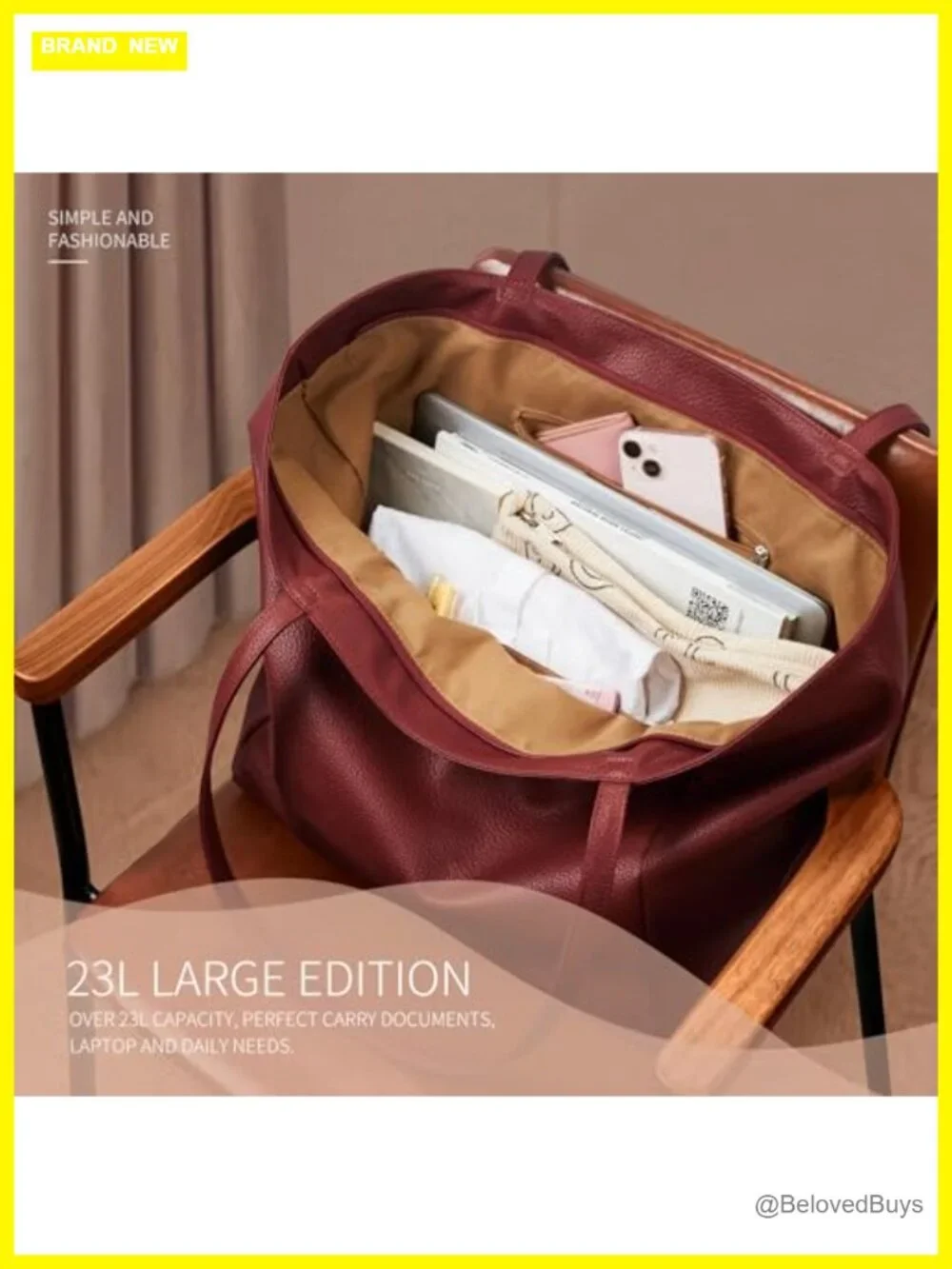 Large Tote Bag Vegan Leather Zipper Work Weekender Hobo Shoulder Travel Purse